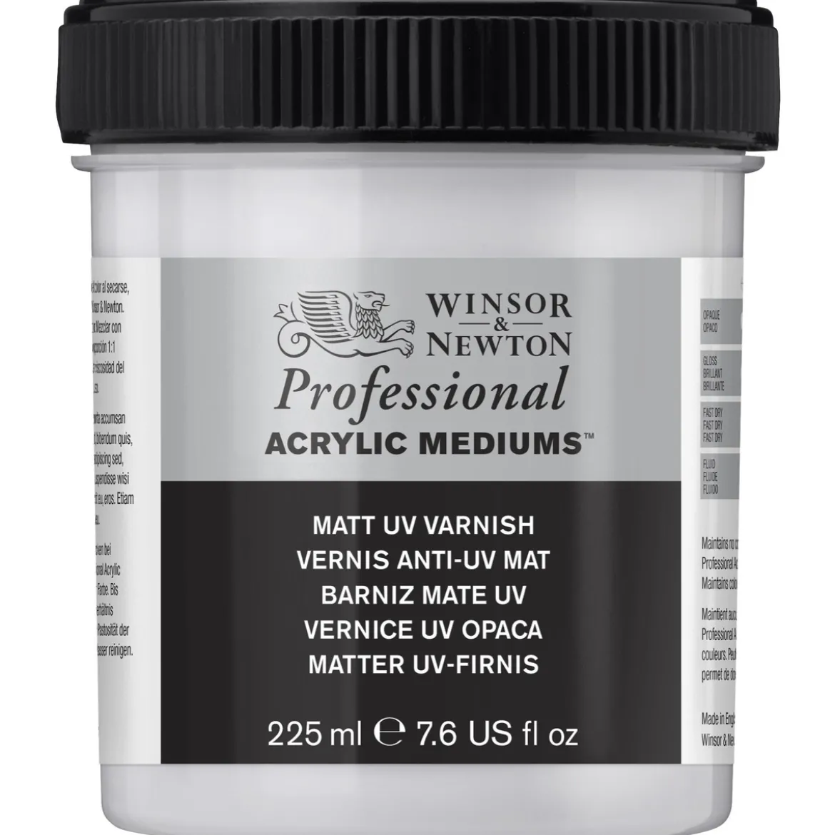 Winsor & Newton Matt UV Varnish 225 ml, beskyttende ferniss mot sollys, støv osv.