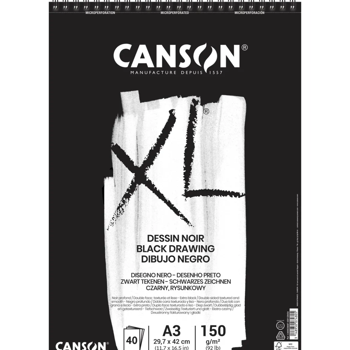 XL Dessin Noir skisseblokk A3