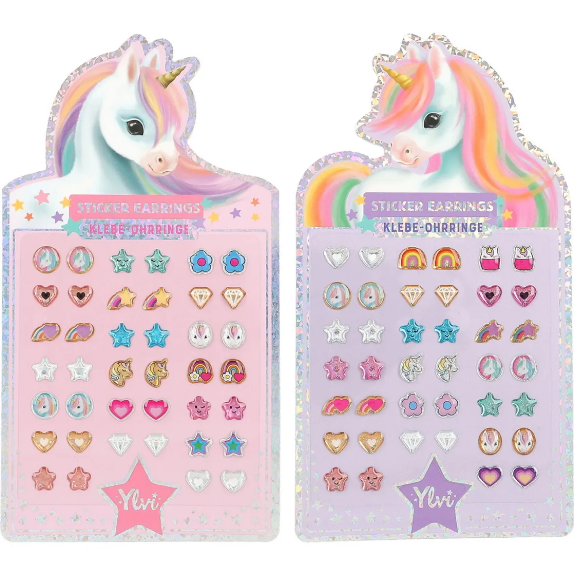 Ylvi selvklebende ørepynt (2×20) Unicorn, pris per ark, selges assortert på nett