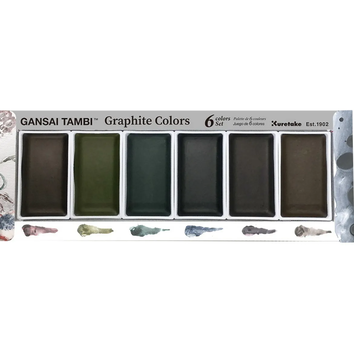 ZIG Kuretake Gansai Tambi Graphite Set – 6 stk. japanske mørke akvarellfarger